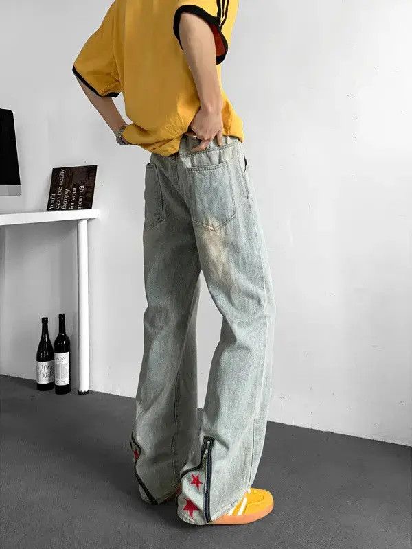 Japanese Brand Retro loose straight leg wide leg jeans Size US 32 / EU 48 - 3 Thumbnail