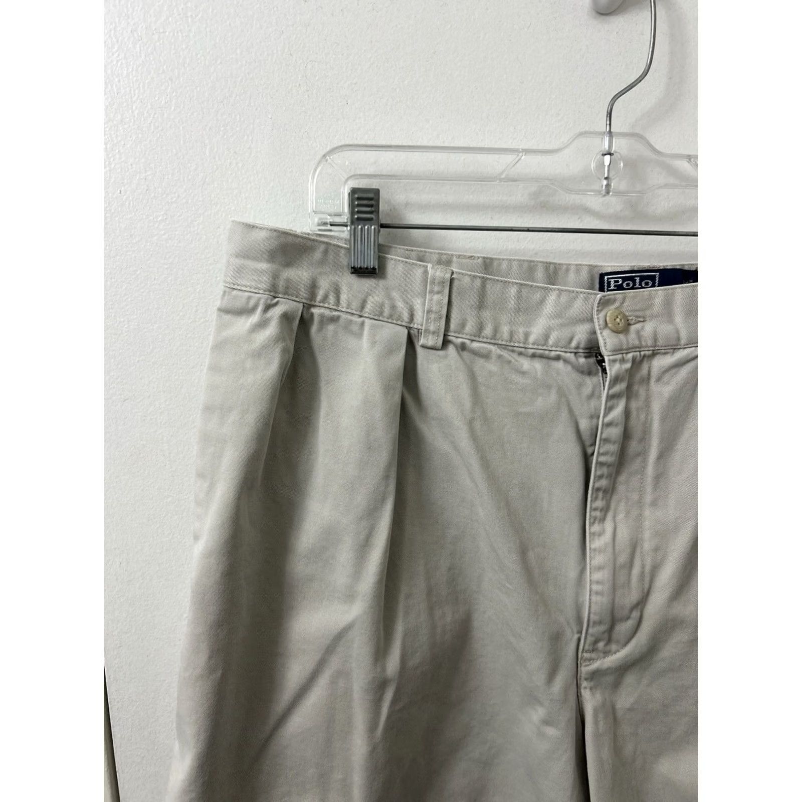 Polo Ralph Lauren Polo Ralph Lauren Tyler Shorts Mens 40 Beige Khaki Pleated 100% Cotton Chino Zip Button Inseam 8" Size US L / EU 52-54 / 3 - 4 Thumbnail