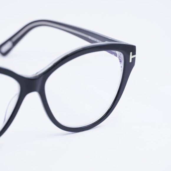 Tom Ford FT5954-B 003 Eyeglasses Black/Crystal 54mm Cat Eye