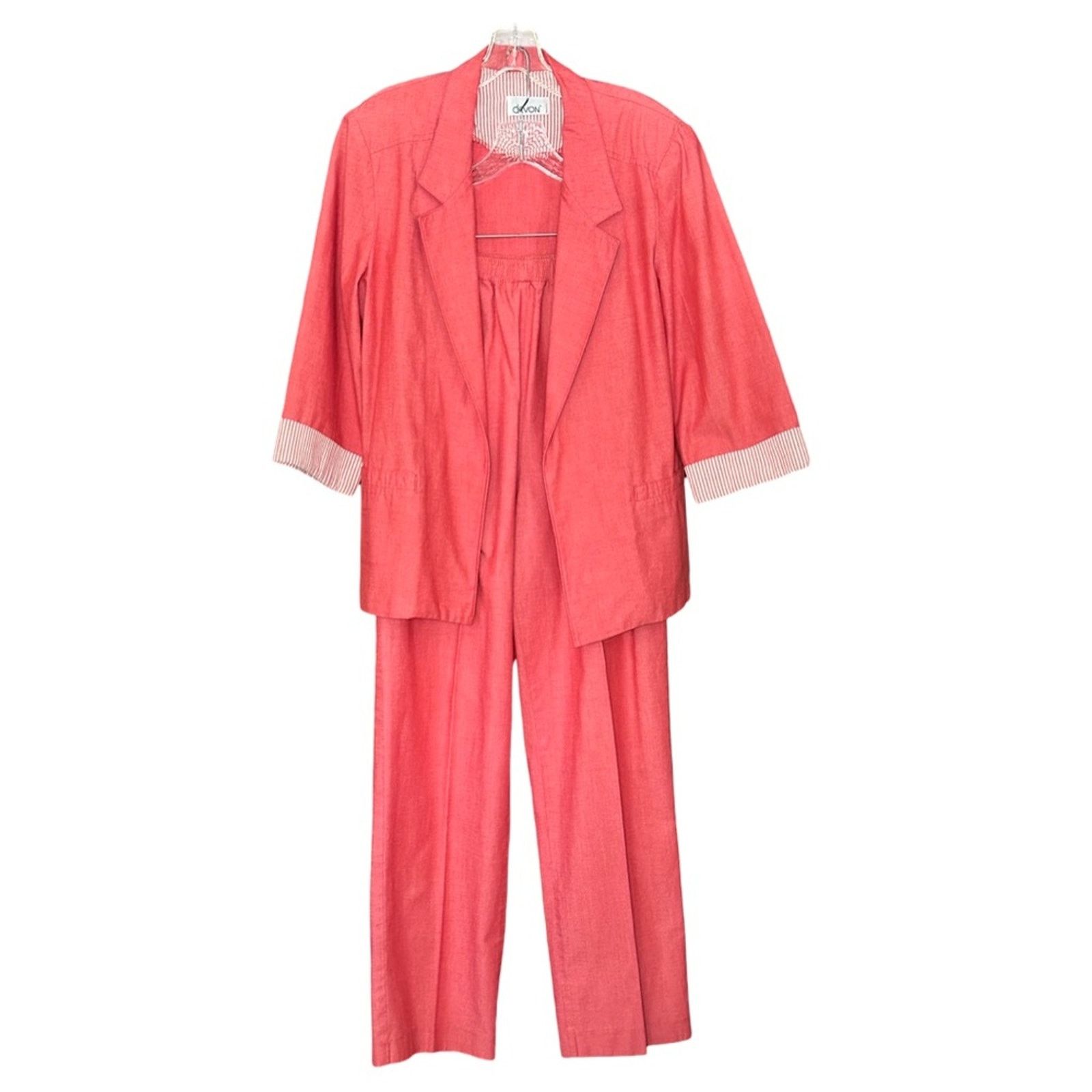 Other Vintage Summer Pants Suit By Devon In Pink Rouge Size 32" / US 10 / IT 46 - 1 Thumbnail
