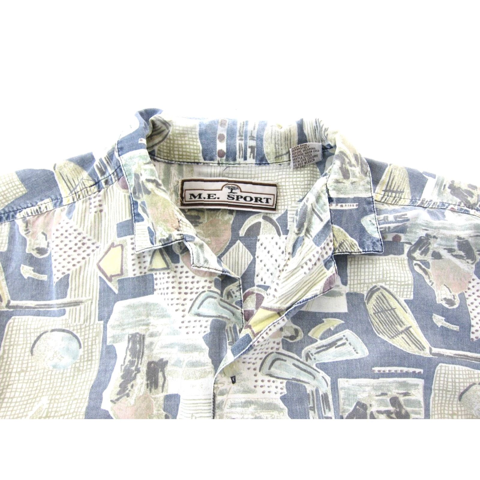 Vintage VINTAGE M.E. Sport Golf Button Down Hawaiian Shirt Men Medium Blue Yellow Size US M / EU 48-50 / 2 - 3 Thumbnail