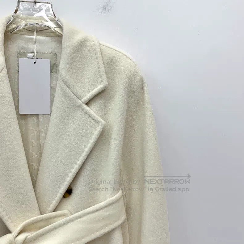 Other Max Mara Off-white Sheep Wool Collar Double Breasted Long Size S / US 4 / IT 40 - 3 Thumbnail