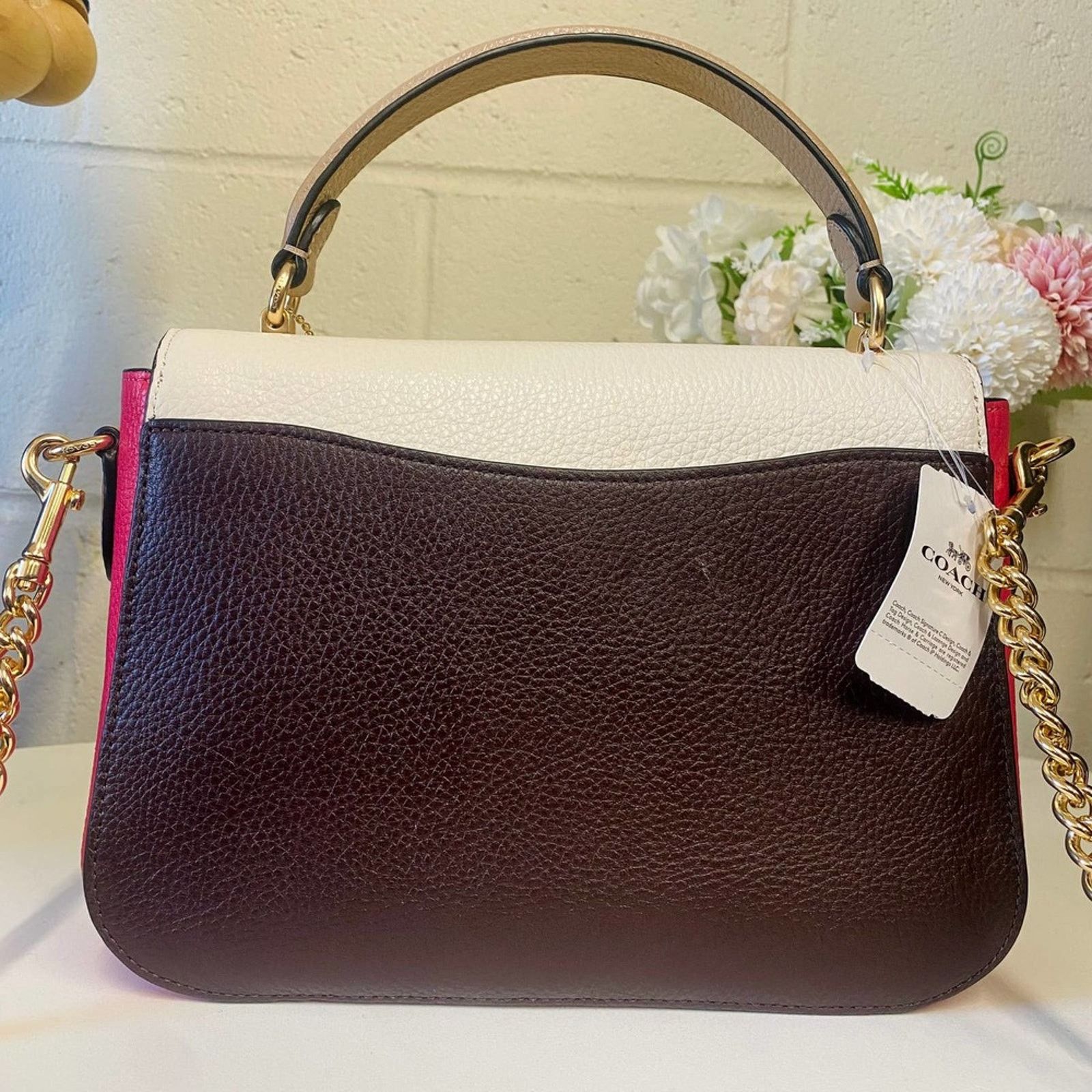 NEW Coach Marlie Top Handle cheapest Satchel In Colorblock Chalk Multi C2836