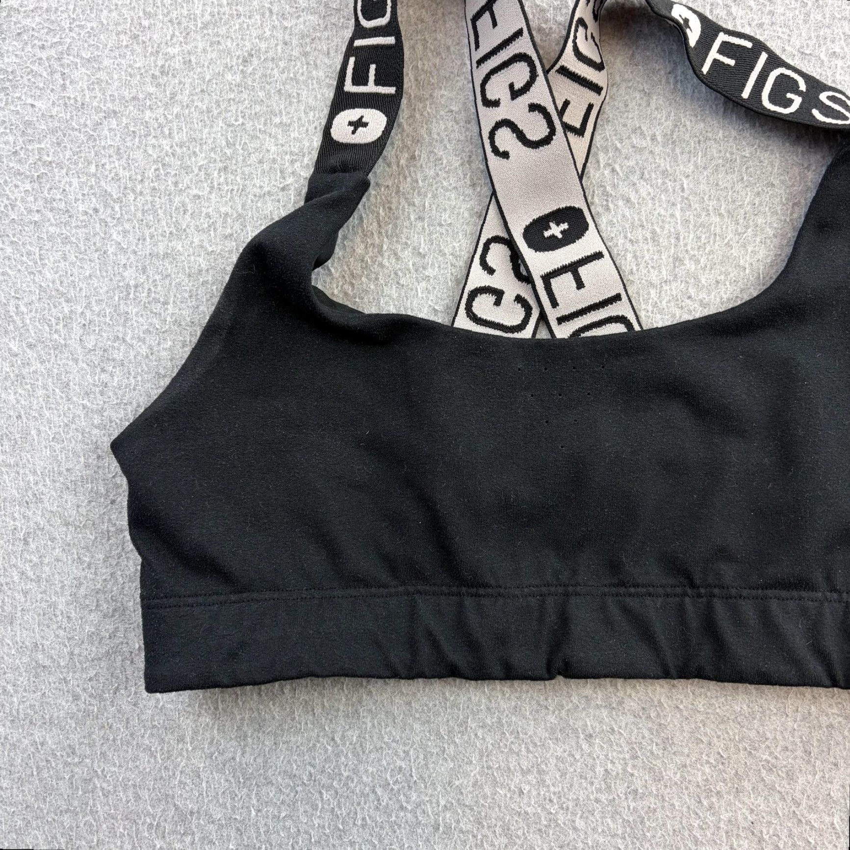 Vintage FIGS Sports Bra Womens Small Black Logo Crossback Gym Yoga Athletic Activewear Size ONE SIZE - 4 Thumbnail