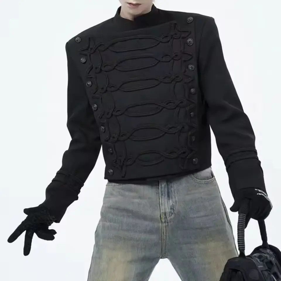 Japanese Brand Black Military-Inspired Jacket | Unique Knot Detail Size US S / EU 44-46 / 1 - 3 Thumbnail