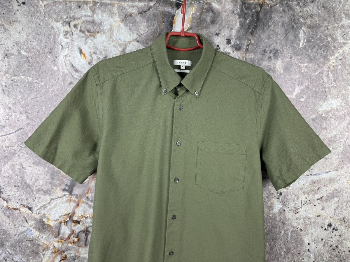 Reiss Reiss Short-Sleeve Button-Down Shirt – Olive Green Size L Size US L / EU 52-54 / 3 - 3 Thumbnail