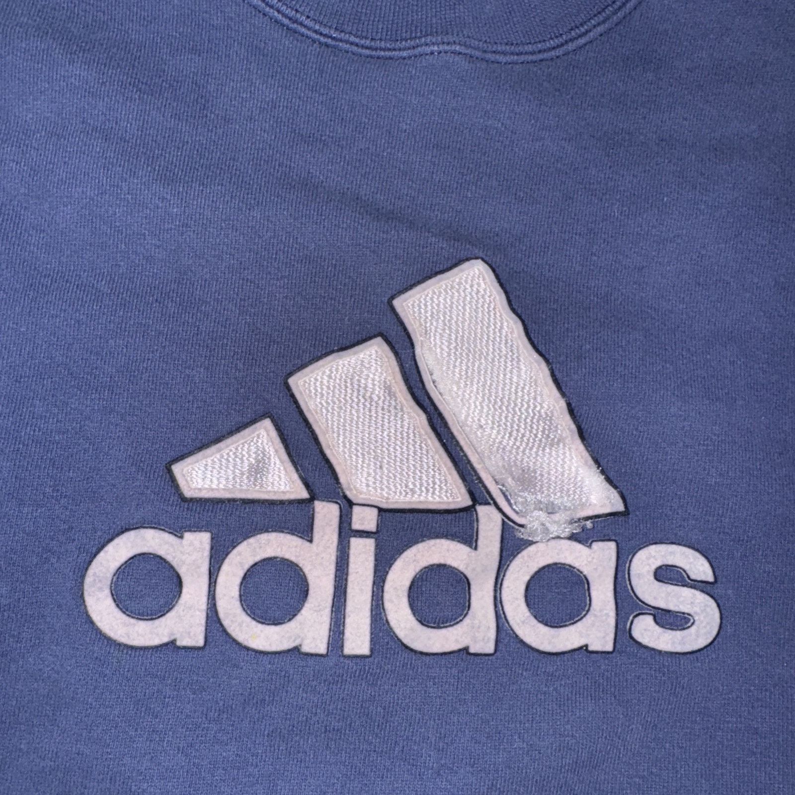 Adidas × Vintage Vintage Adidas Crewneck Sweater Blue M 22x24 Felt Spell Out Size US M / EU 48-50 / 2 - 2 Thumbnail