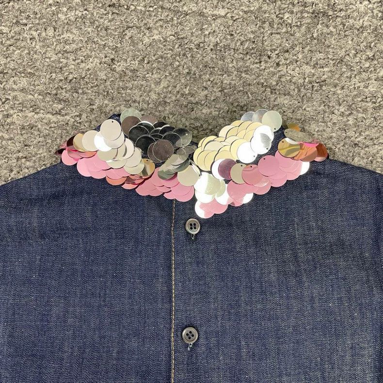 Prada Miu Miu Denim Sleeveless Top with Sequins -2505 Size S / US 4 / IT 40 - 4 Thumbnail