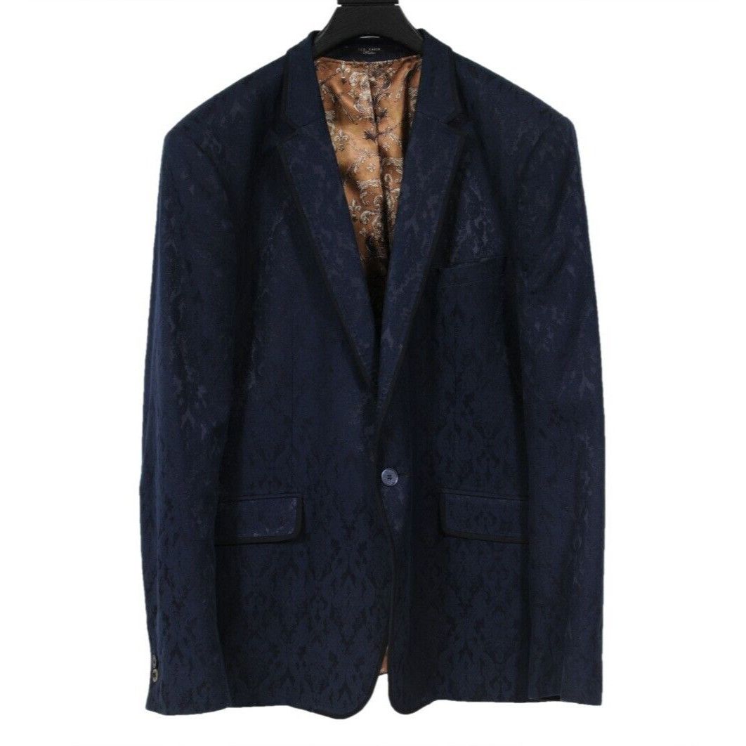 Ted Baker Jacquard Print Blazer 44 R Navy Blue Size 44R - 1 Thumbnail
