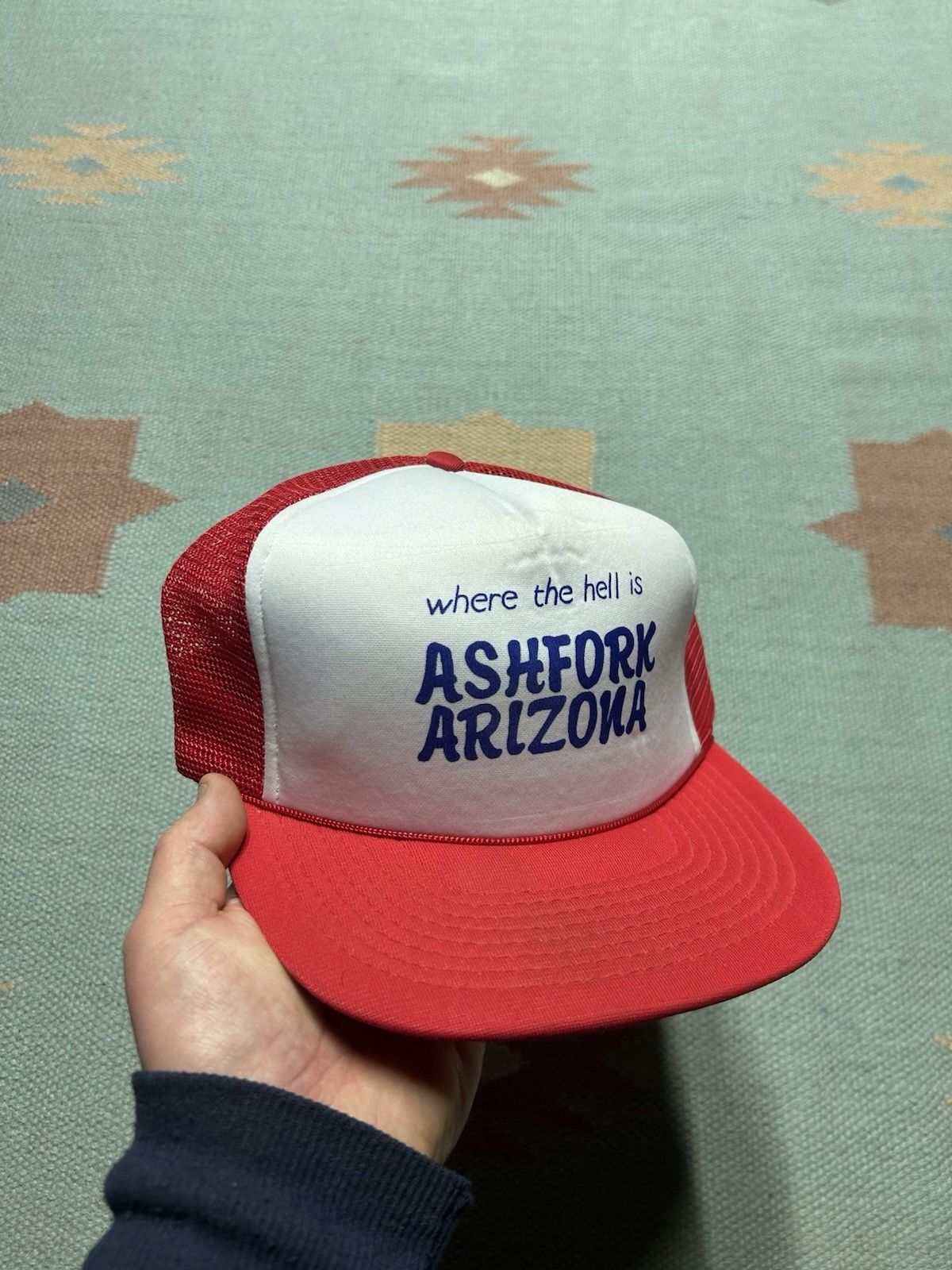 Vintage Vintage trucker hat where the hell is Ashfork Arizona red Size ONE SIZE - 1 Thumbnail