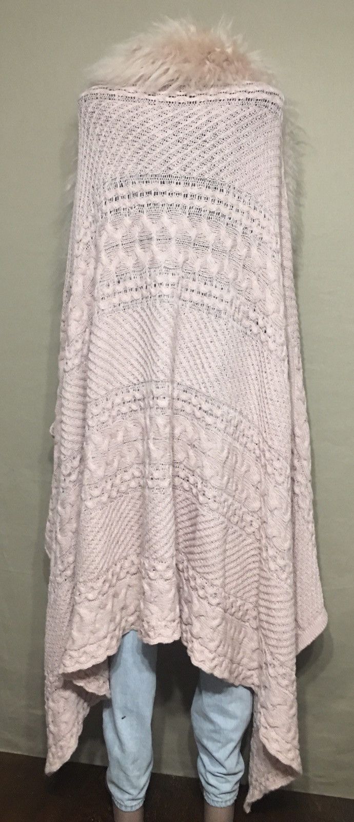 Designer Hayley Menzies Alpaca Knit FurTrim Long Cardigan Sweater Size ONE SIZE - 6 Thumbnail