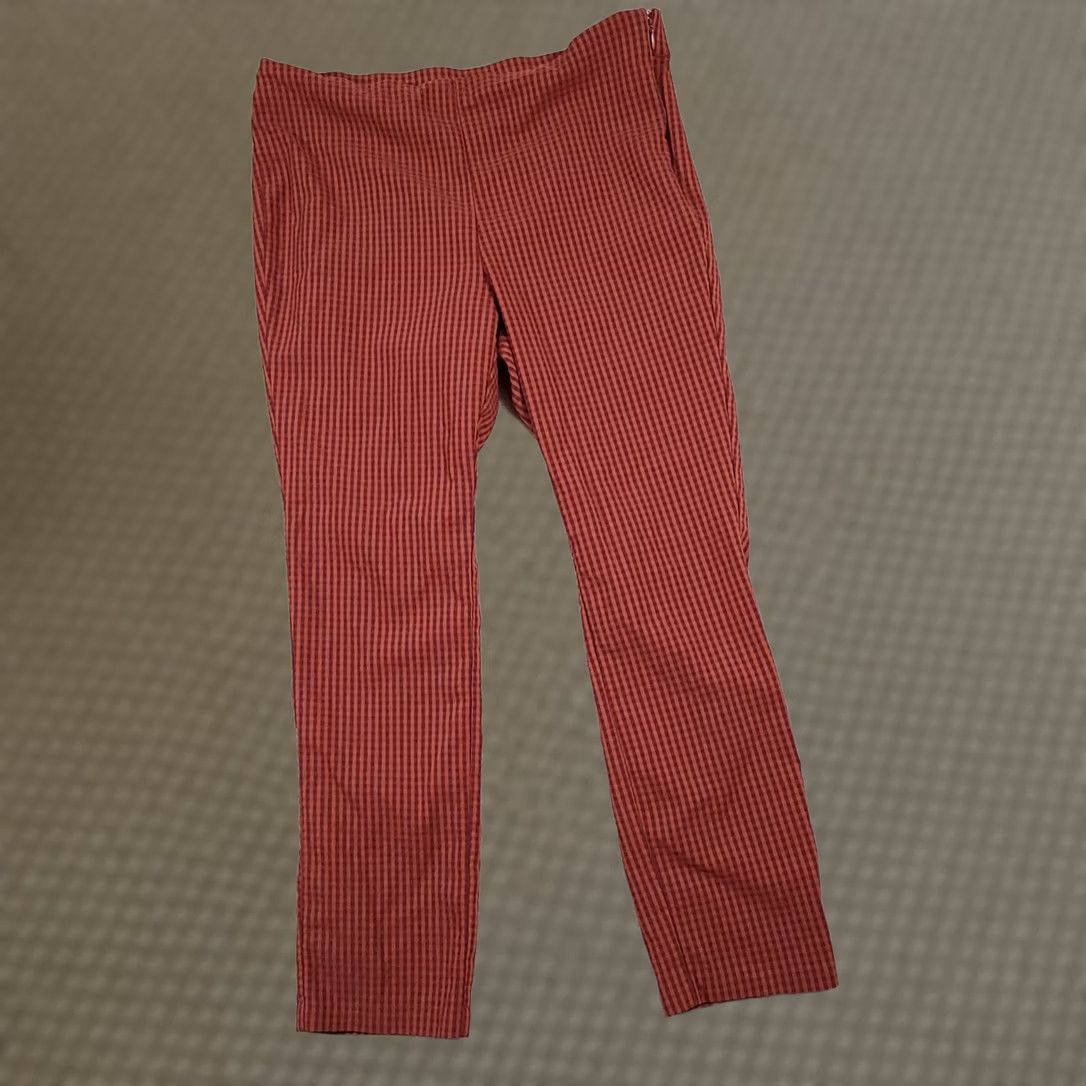 Worthington Worthington Pant Slacks Trouser Capri Women's 10 Orange Checked Slim Leg Cropped Size 32" / US 10 / IT 46 - 1 Thumbnail