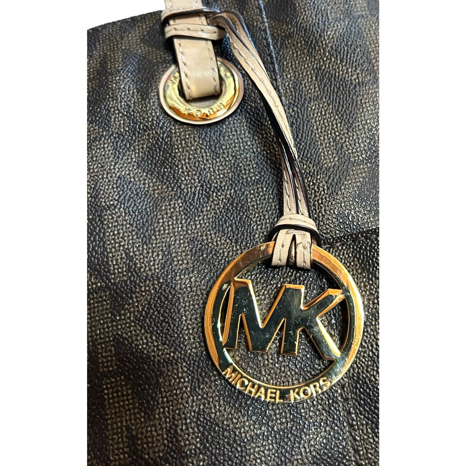Vintage Michael Kors Jet Set Travel Brown Tote Shoulder HandBag Purse Women’s Leather Exterior Tote Bag Size ONE SIZE - 6 Thumbnail