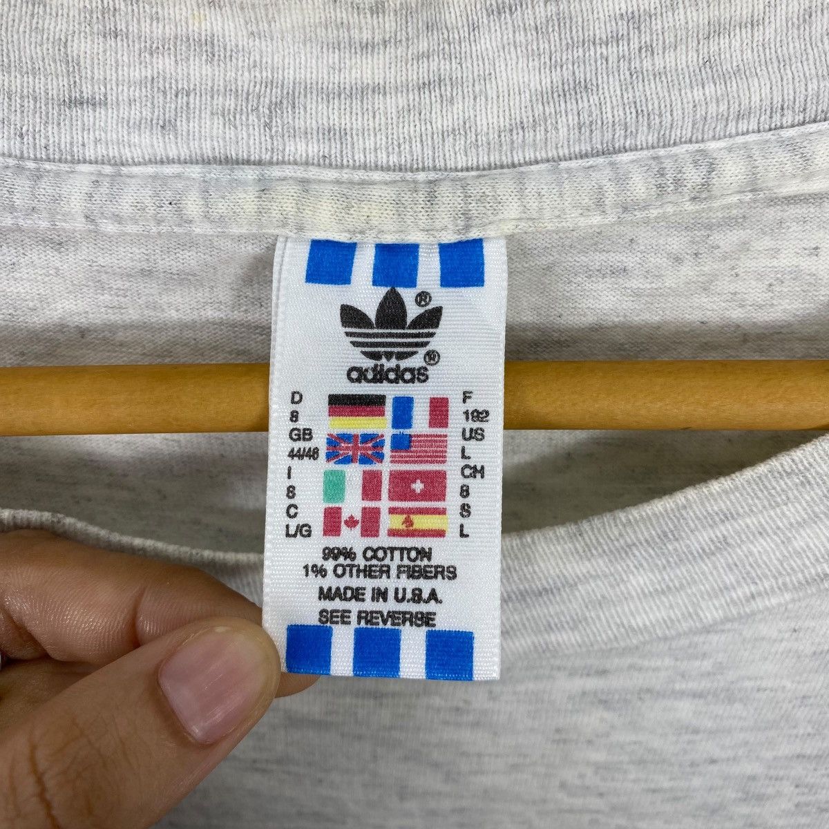 Adidas × Vintage Vintage 90's ADIDAS BIG LOGO Sportswear Tee Shirt Large Size Size US L / EU 52-54 / 3 - 5 Thumbnail