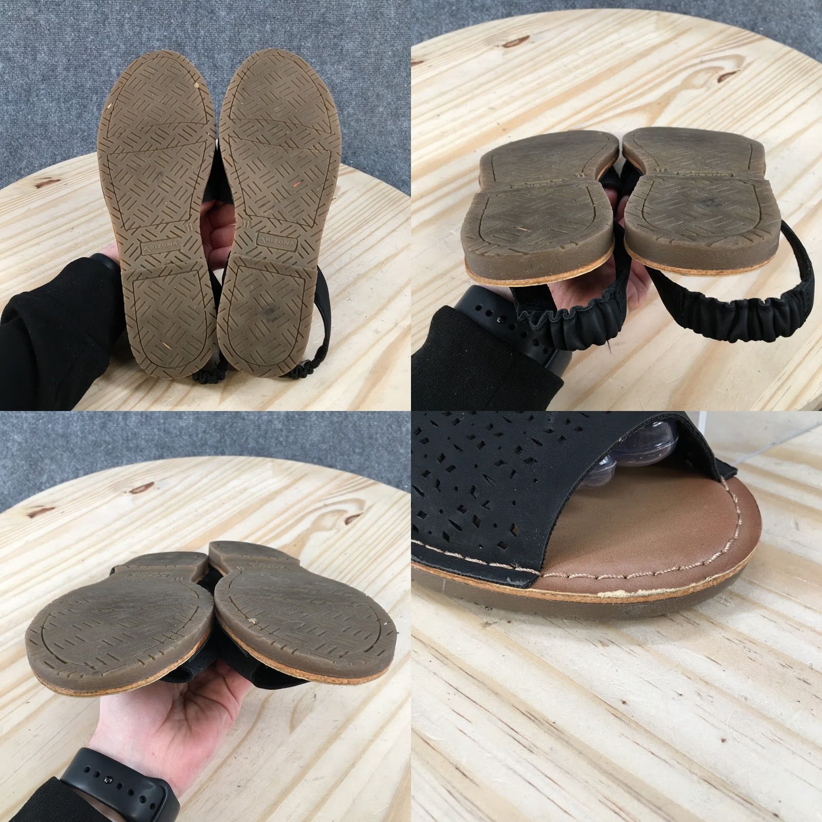 Vintage Arizona Jeans Co. Cutout Slingback Sandals Womens 11 Comfort Open Toe Black Shoes Size 32" / US 10 / IT 46 - 8 Thumbnail