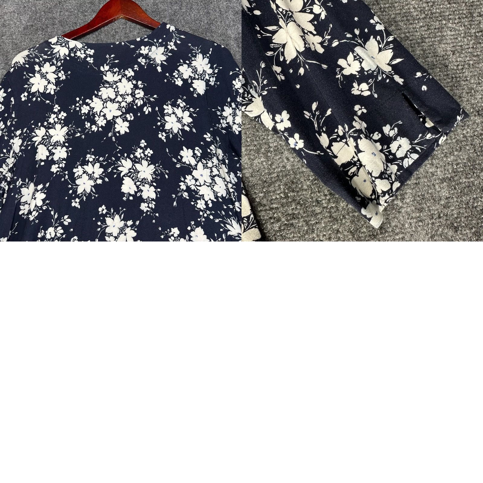 J. Jill J. Jill Top Womens Large Wearever Collection 3/4 Sleeve Navy Blue White Floral Shirt Blouse Casual Travel Modern Womens Size L / US 10 / IT 46 - 8 Thumbnail