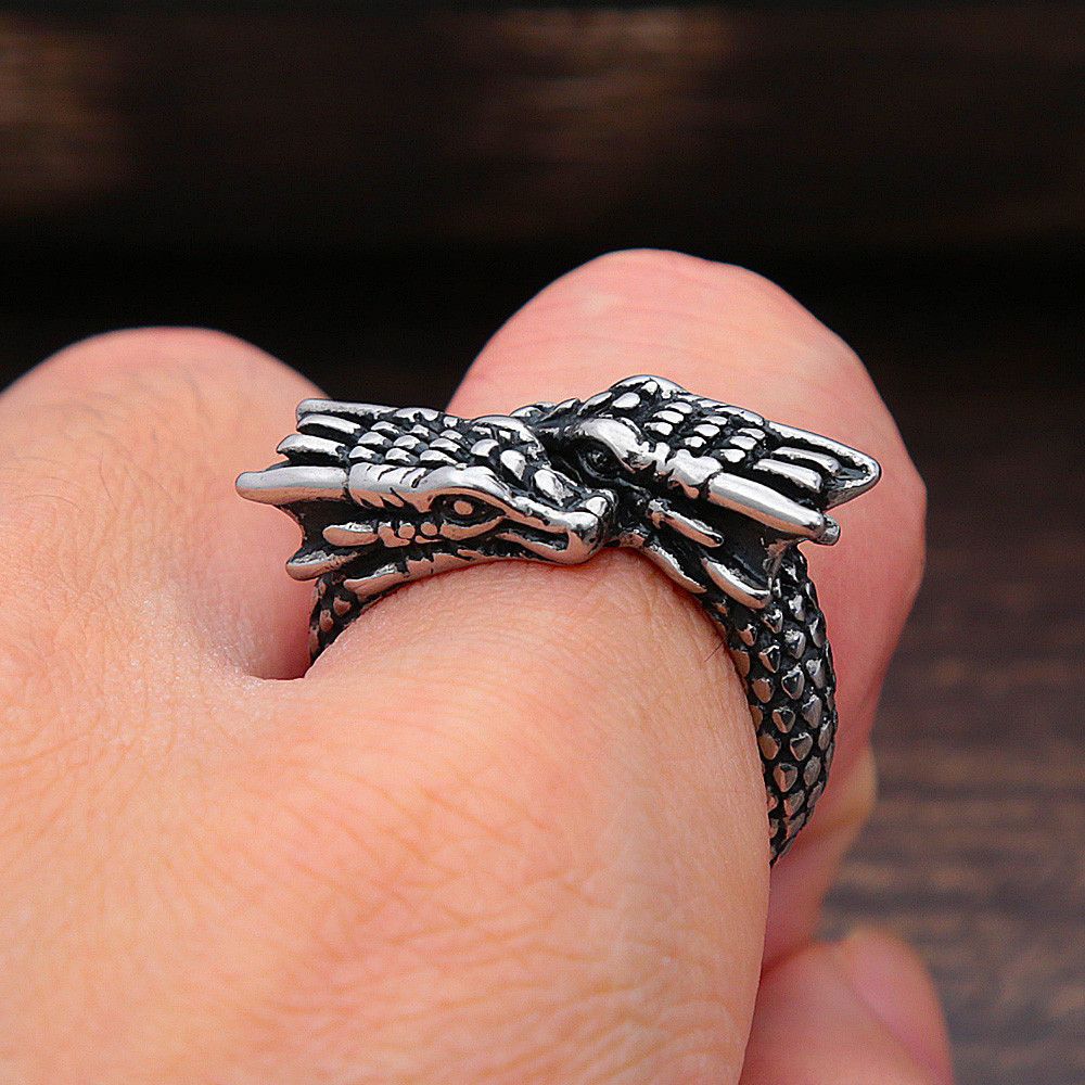 Jewelry Creative Double Headed Dragon Rings Size ONE SIZE - 2 Thumbnail