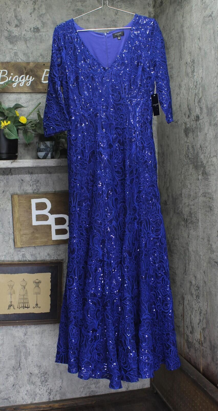 Other Nwt Tahari Asl Embroidered Gown Dress Deep Royal Blue 8 Size M / US 6-8 / IT 42-44 - 1 Thumbnail