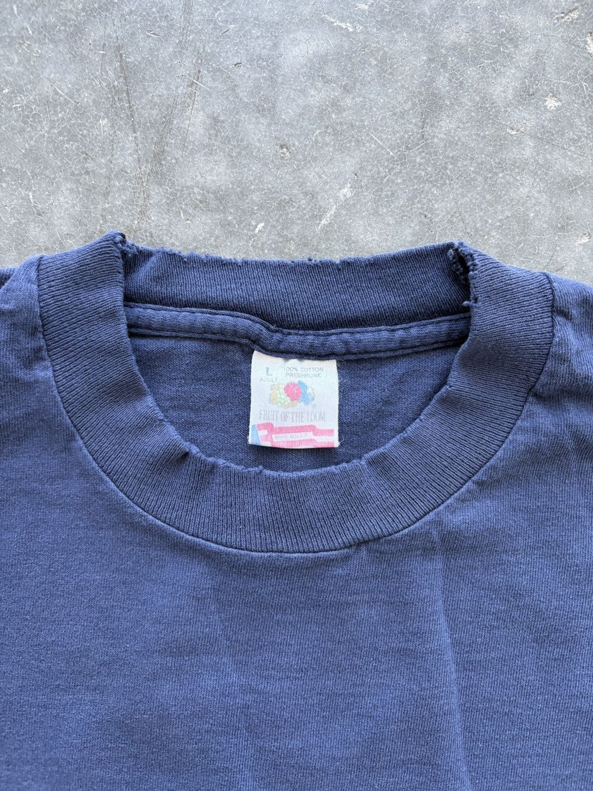 Fruit Of The Loom Vintage 90s Blank Blue Single Stitch Longsleeve Size US L / EU 52-54 / 3 - 3 Thumbnail