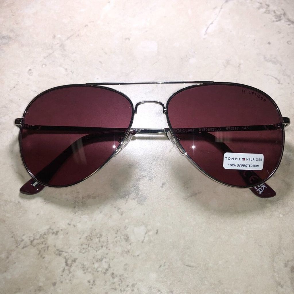 Tommy Hilfiger Tommy Hilfiger Silver & Red Aviator Sunglasses Size ONE SIZE - 5 Thumbnail