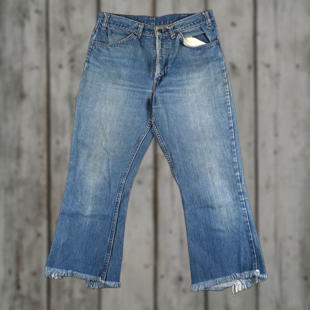 Levi's VINTAGE Levi's 646 Orange Tab Bellbottom Flare Jeans 31x23 Denim Blue 80s Mens Regular Size US 31 - 1 Thumbnail