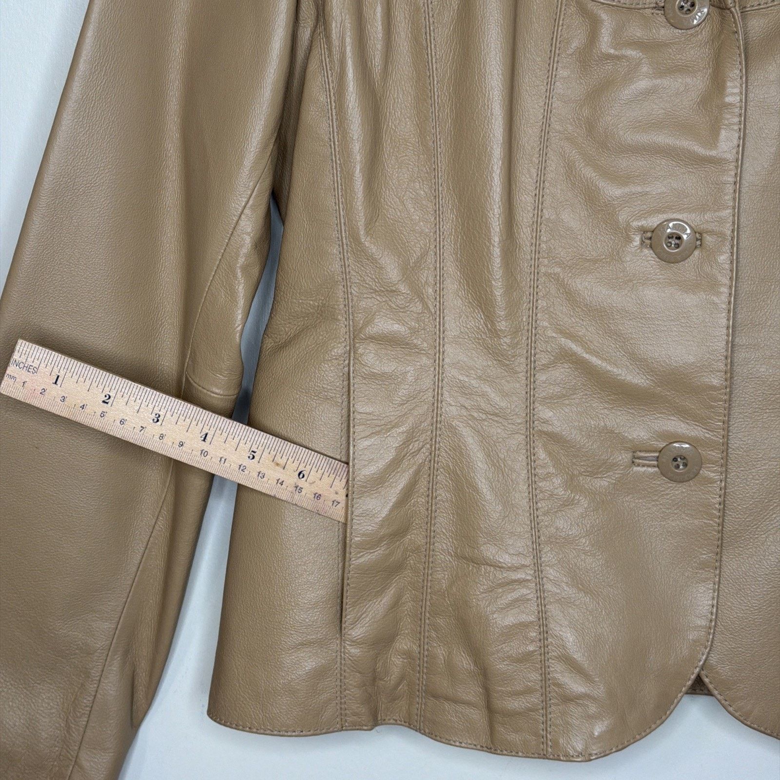 Wilsons Leather WILSONS Leather Maxima Women's L Button Front Lined TAN Size L / US 10 / IT 46 - 7 Thumbnail