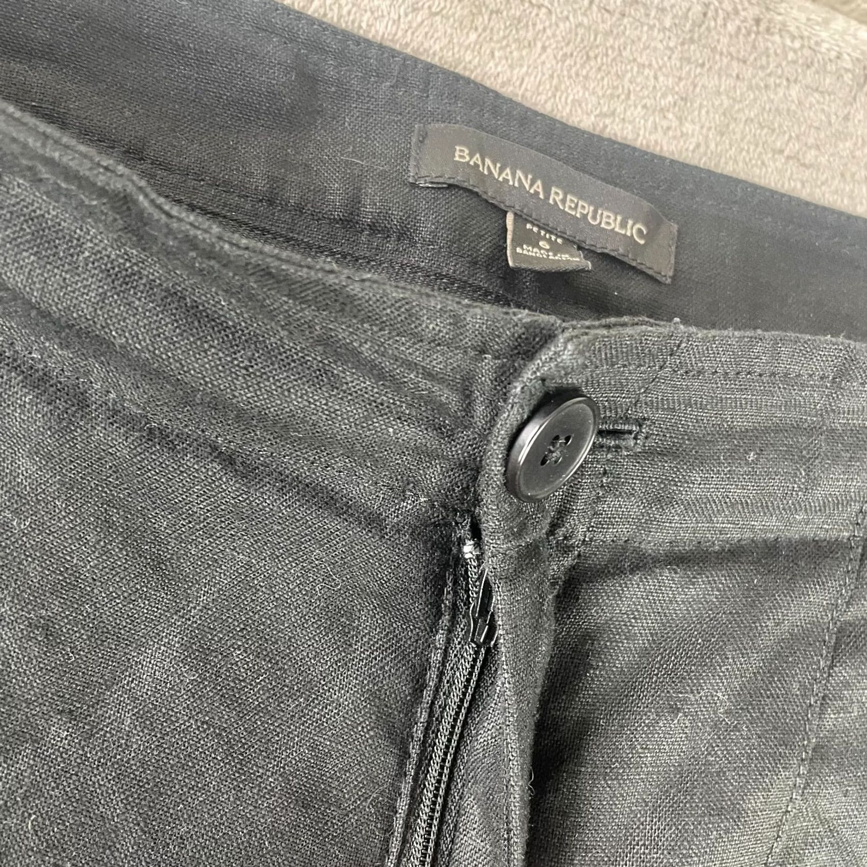 Banana Republic Banana Republic Wide Leg 100% Linen Pants Women Petite 6 Black Pleated Summer - Womens Pants, Banana Republic, Wide-Leg, Linen, 6P Size 28" / US 6 / IT 42 - 3 Thumbnail