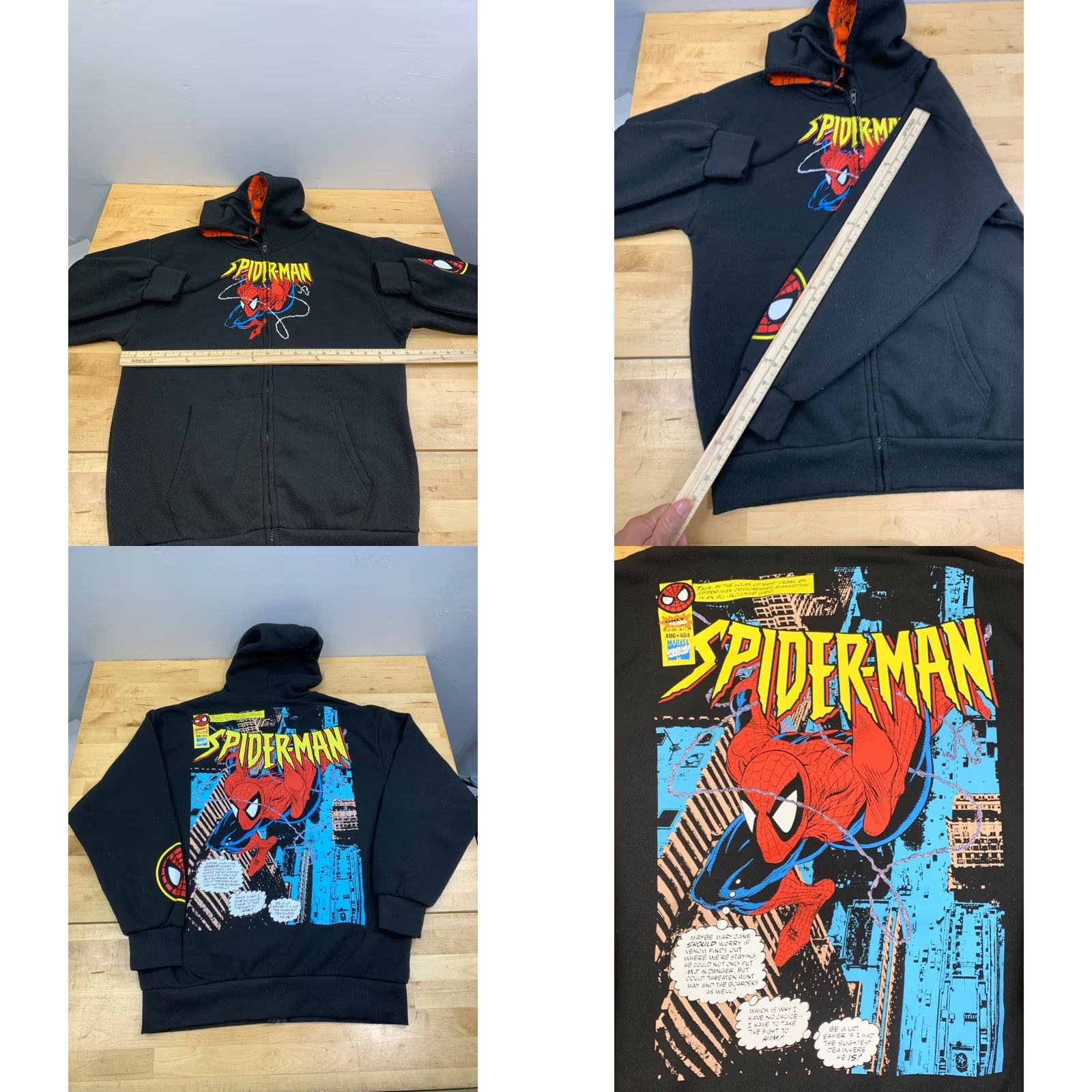Vintage Marvel Spider Man Hoodie Jacket Men M Black Hooded Full Zip 13375 Size US M / EU 48-50 / 2 - 8 Thumbnail