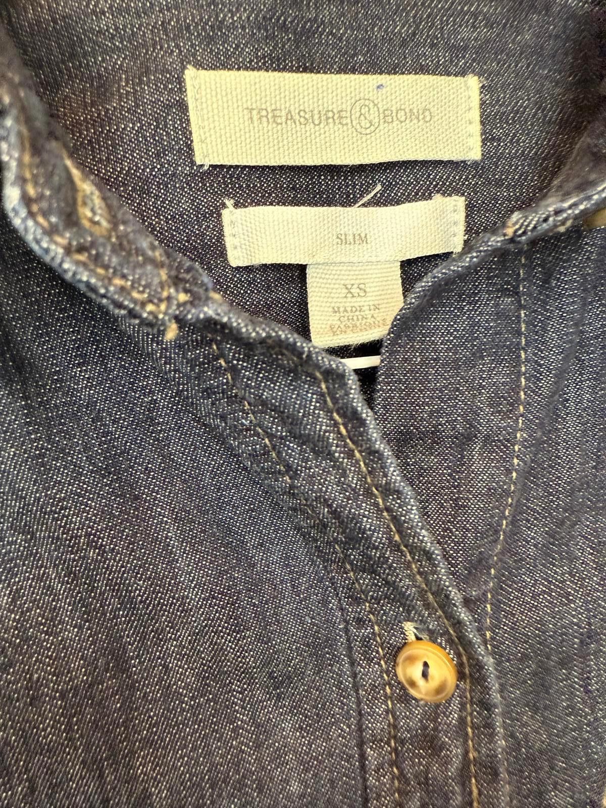 Treasure & Bond Women Dark Blue Denim Button-Up Shirt Treasure and Bond Size XS / US 0-2 / IT 36-38 - 3 Thumbnail