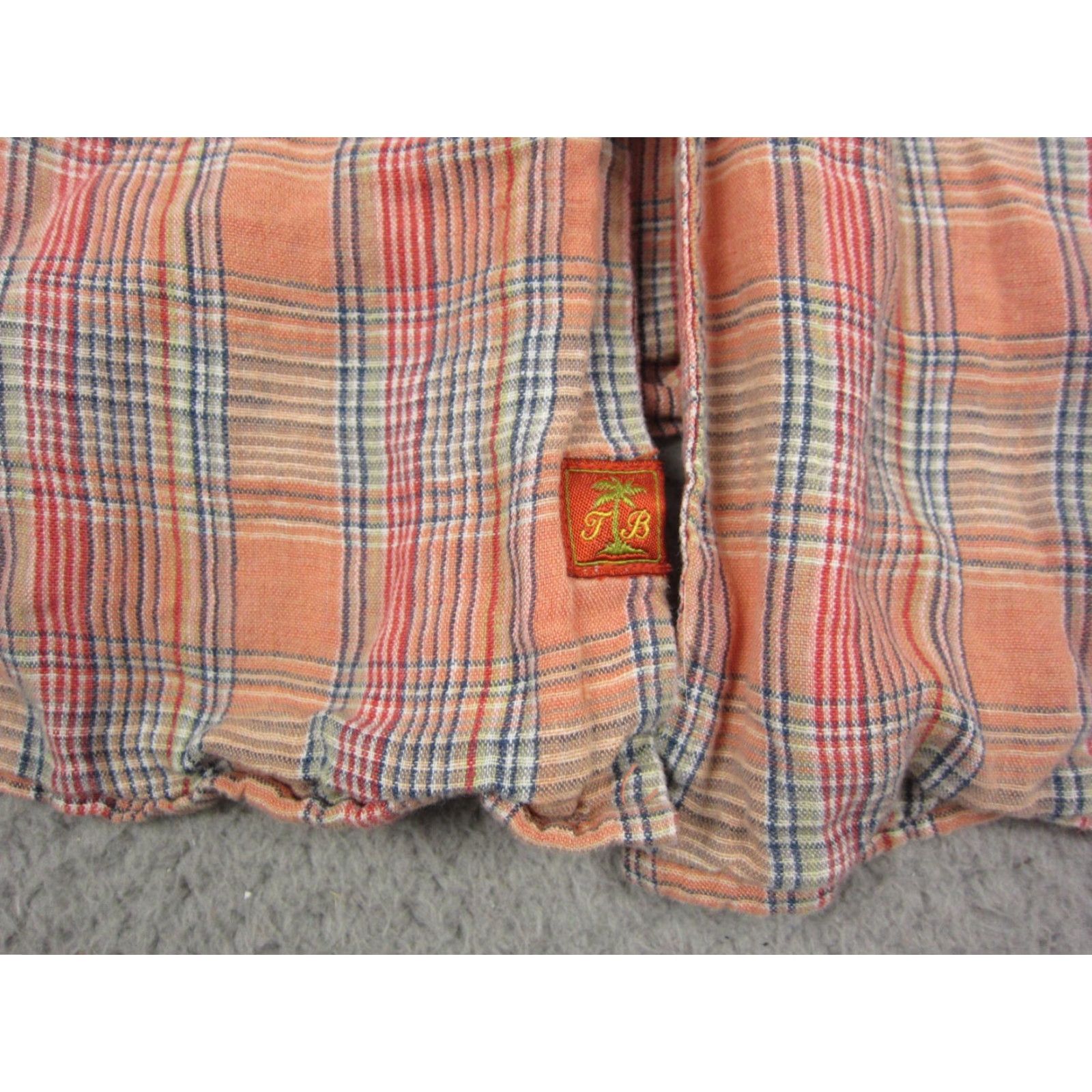 Tommy Bahama Tommy Bahama Shirt Adult 2XL Orange Plaid Linen Camp Mens Button Up Short Sleeve Casual Everyday Mens Size US XXL / EU 58 / 5 - 7 Thumbnail