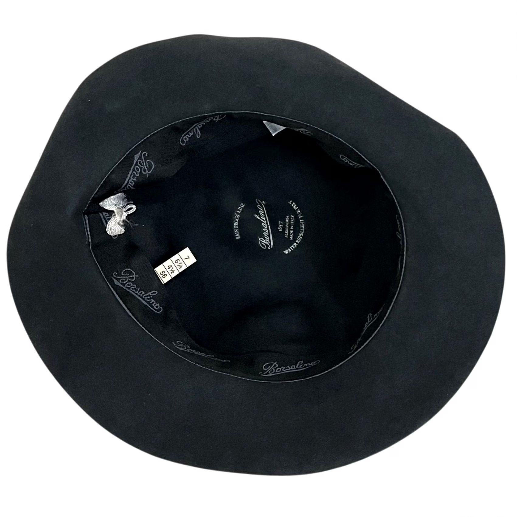 Borsalino BORSALINO Black Fur Felt Fedora Hat SZ 7 56 Made Italy Water Repellent Fedora Mens Size ONE SIZE - 6 Thumbnail