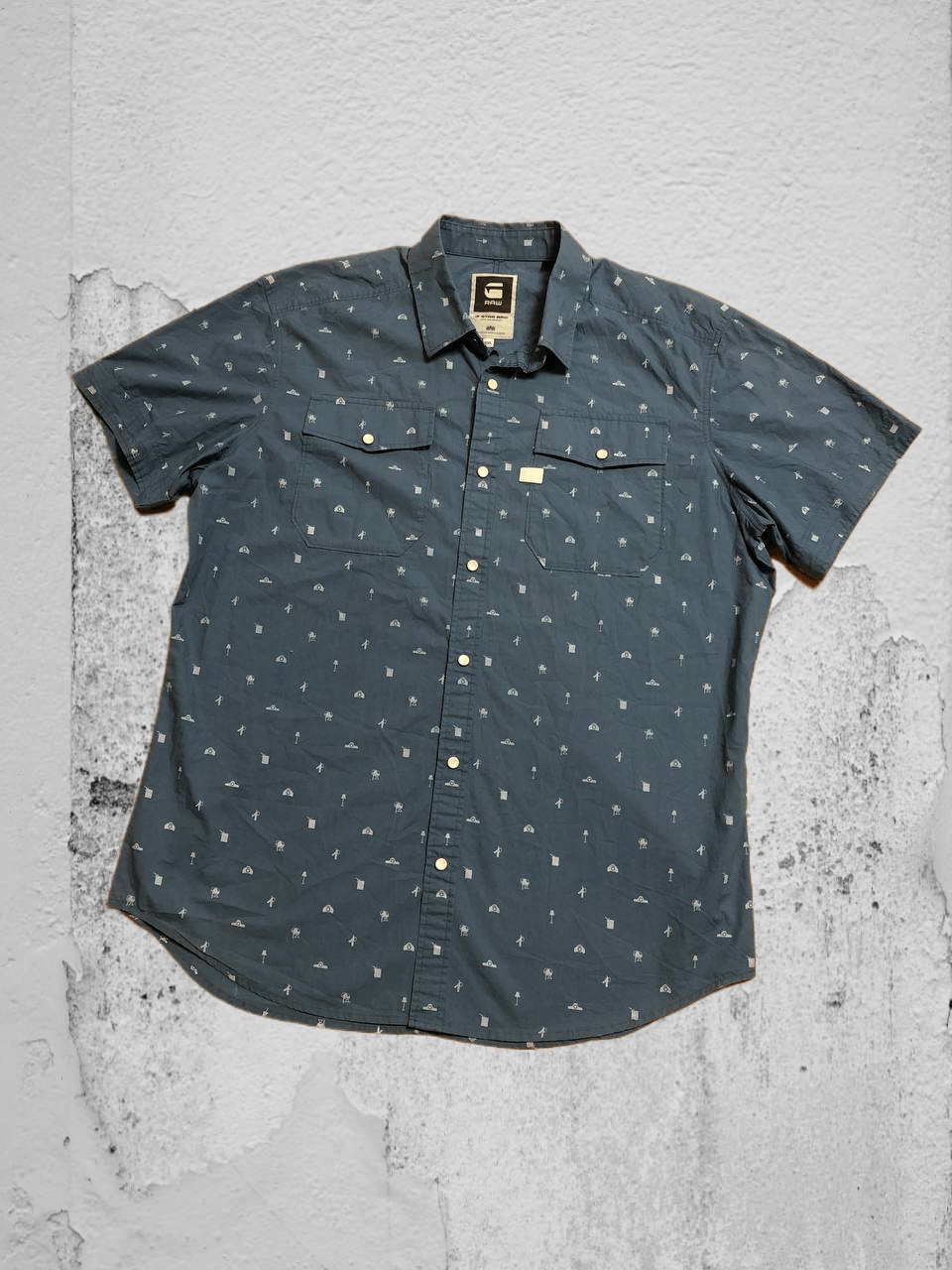 G-Star GStar Raw Shirt Blue Short Sleeve Button Down Collared Size US XXL / EU 58 / 5 - 1 Thumbnail