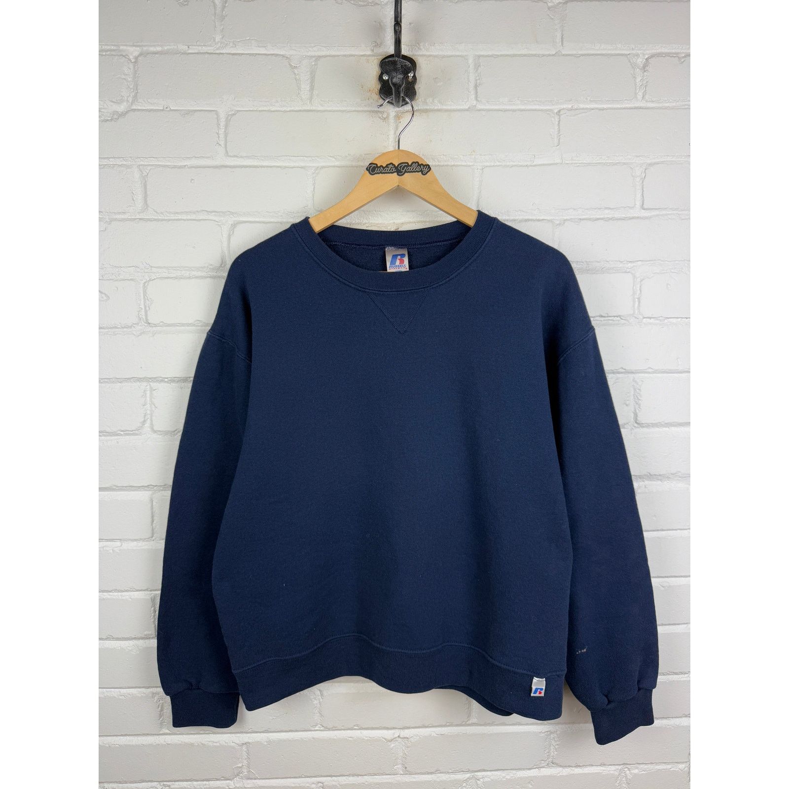 Vintage Russell Athletic Cropped Boxy Fit Sweatshirt Sz M Navy Blue Size US M / EU 48-50 / 2 - 1 Thumbnail
