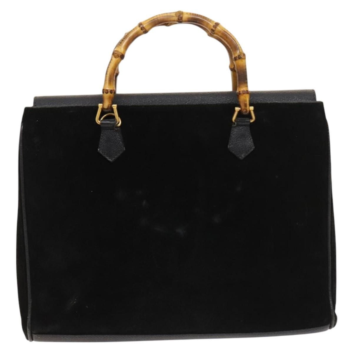 Gucci GUCCI Bamboo Hand Bag Suede Black Gold 002 123 002 123 Size ONE SIZE - 3 Thumbnail