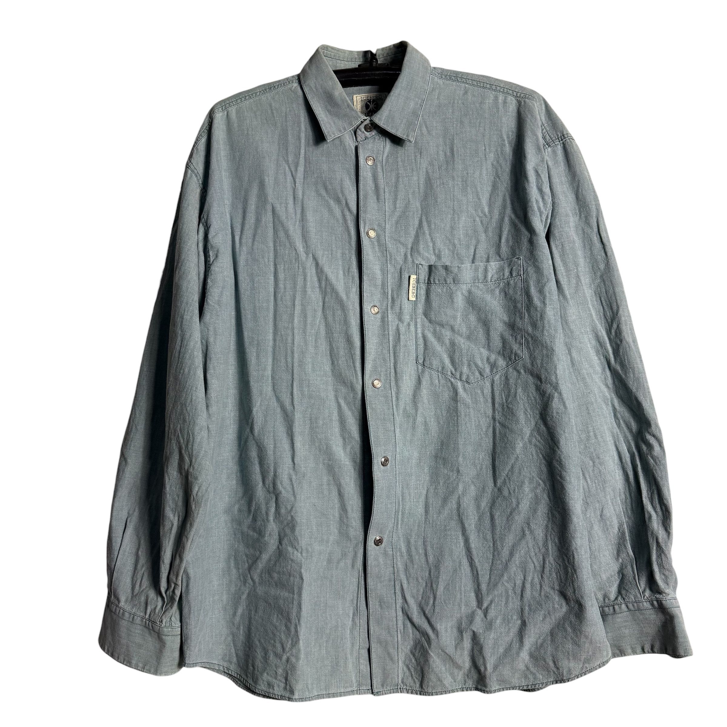Iceberg 🔥RARE🔥Vintage Iceberg Spellout Chambray Button Up Shirt Size US L / EU 52-54 / 3 - 3 Thumbnail