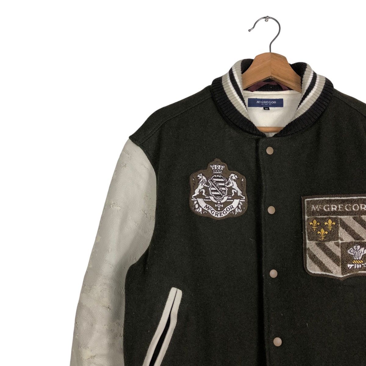 Japanese Brand 📌Vintage Bomber Varsity Jacket Leather Mc Gregor Big Logo Size US M / EU 48-50 / 2 - 8 Thumbnail