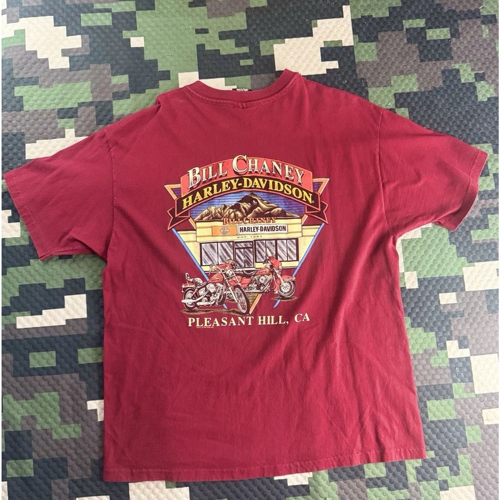 Harley Davidson Vintage 90s Harley Davidson TShirt XL Red Pleasant Hill CA Size US XL / EU 56 / 4 - 5 Thumbnail