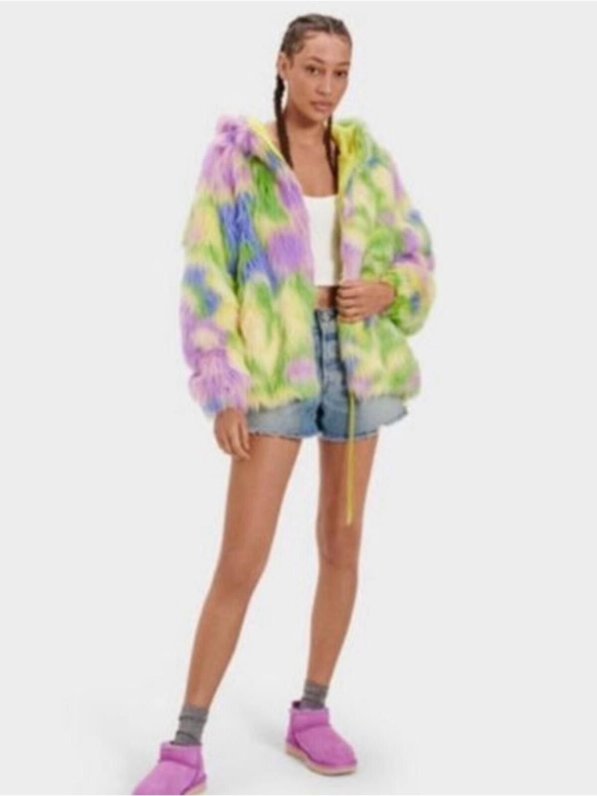 Ugg UGG Multicolor Tie-dye Faux Fur Zip-up Jacket Size L / US 10 / IT 46 - 3 Thumbnail