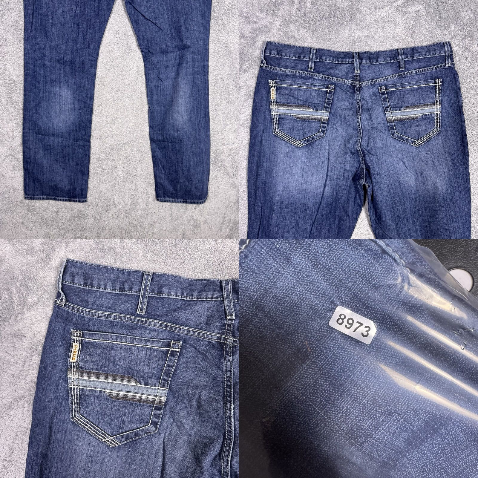 Denime Cinch Grant Mens Jeans 42x36 Wisker Relaxed Bootcut Blue Denim Western Shirt? Size US 42 / EU 58 - 9 Thumbnail