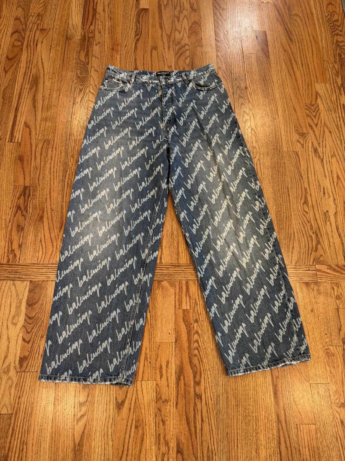 Balenciaga Balenciaga Script Denim Jeans “Blue” Size US 33 - 1 Thumbnail