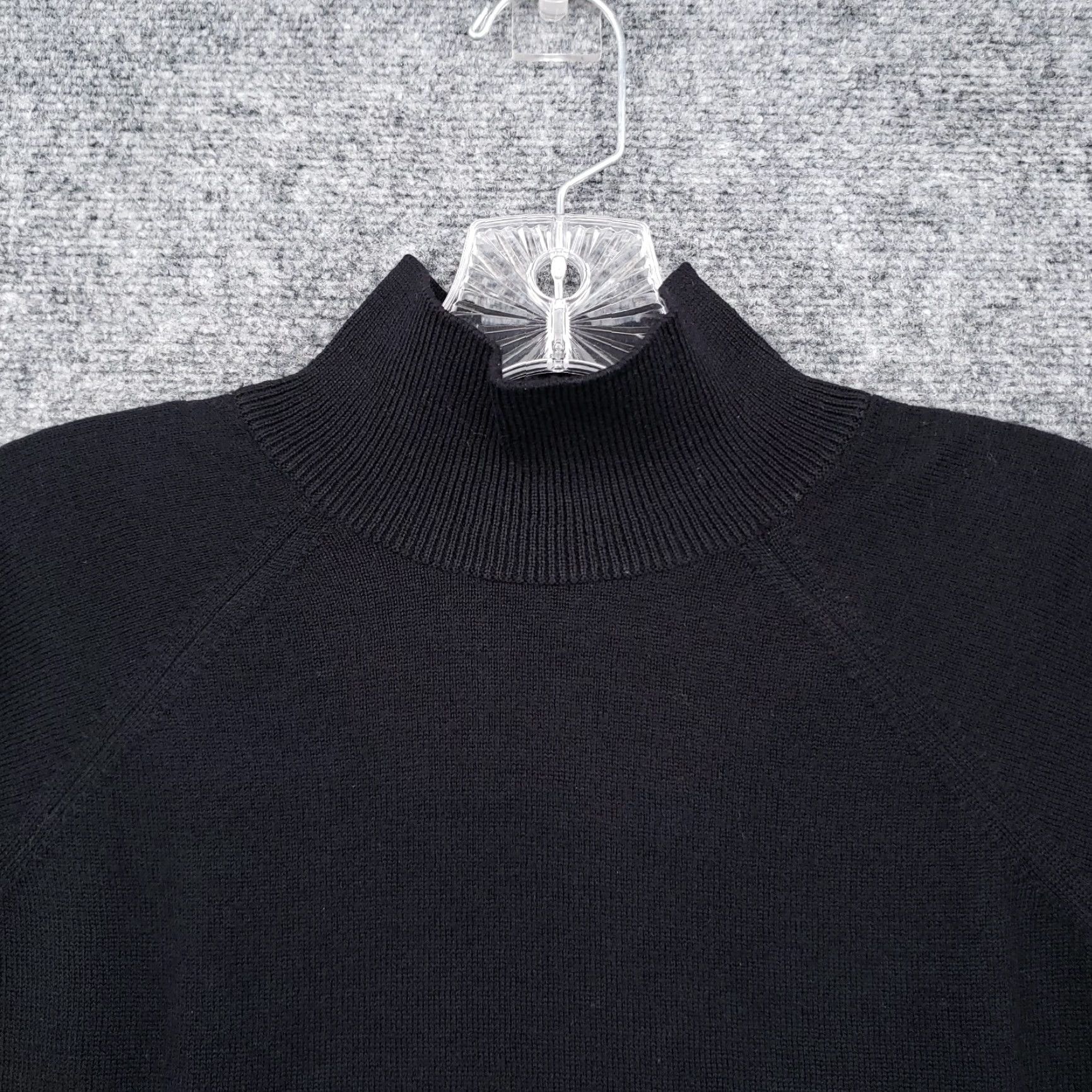 Saks Fifth Avenue Saks Fifth Avenue Sweater Womens L Black Wool Pullover Mock Neck Raglan Sleeve Knit Solid The Works Size L / US 10 / IT 46 - 3 Thumbnail