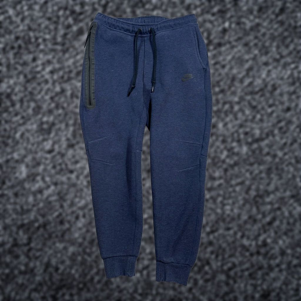Nike Nike Tech Fleece Jogger Pants Mens M Blue Zipper Pockets Tapered Fit Size US 31 - 1 Thumbnail