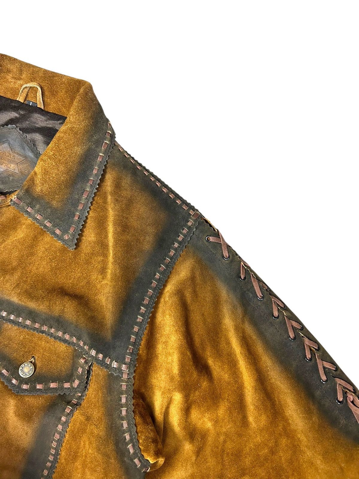 Stars & Stripes Vintage Brown Western Leather Suede Jacket Star And Stripes Size US L / EU 52-54 / 3 - 3 Thumbnail