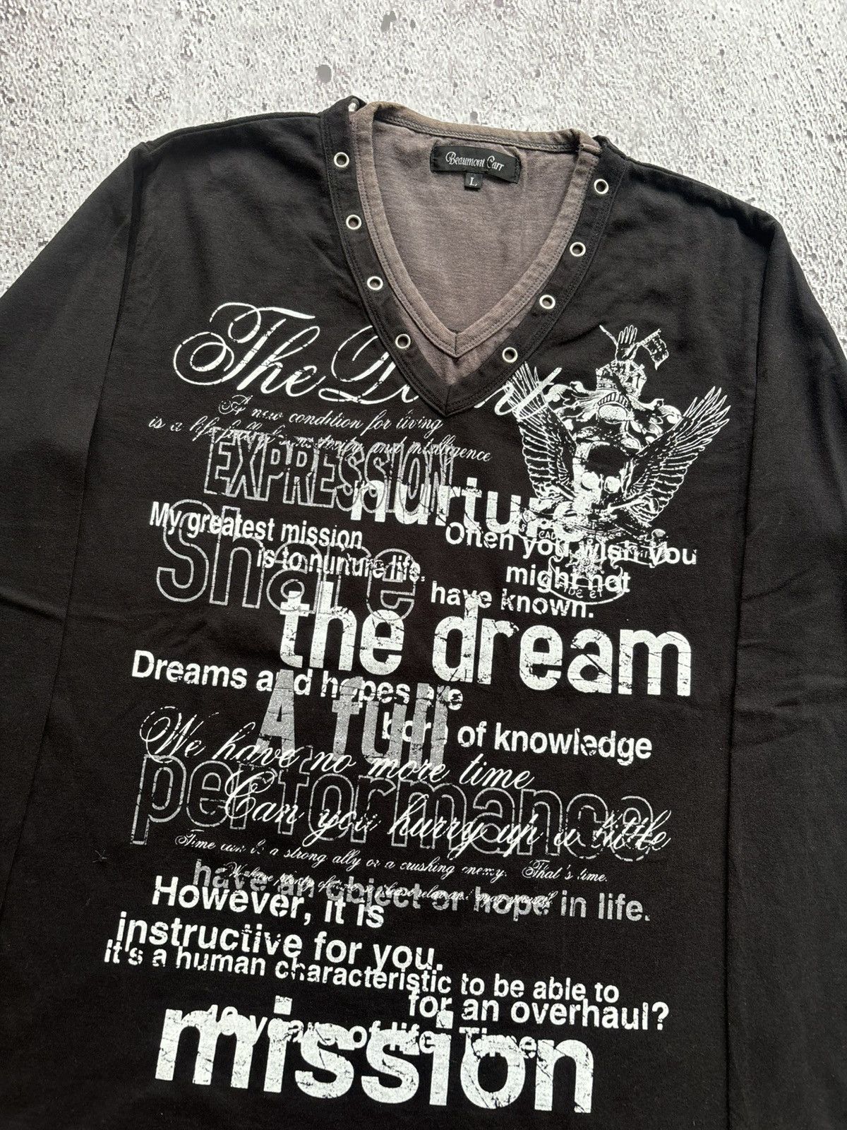 Le Grande Bleu (L.G.B.) Y2k Double Layer Beaumont Carr Poem Skull Punk Style Size US L / EU 52-54 / 3 - 3 Thumbnail