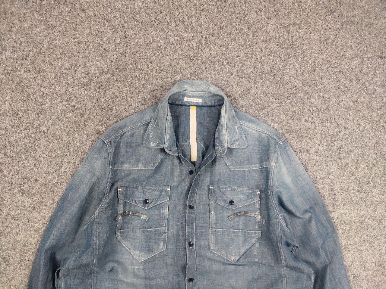 G-Star G Star Raw Essentials Tacoma Linen Blend Distressed Shirt Size US L / EU 52-54 / 3 - 8 Thumbnail