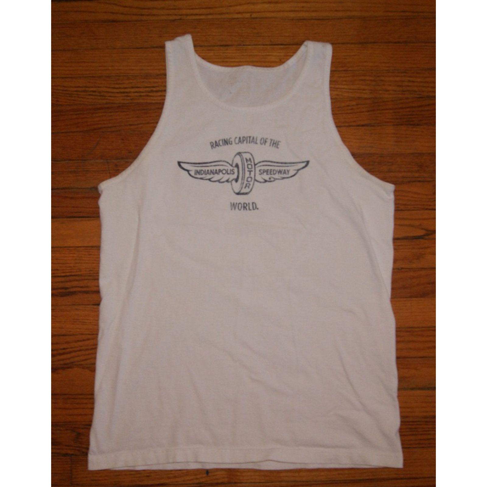 Vintage VTG Indianapolis Indy 500 Racing L White Tank Top Tshirt Size US L / EU 52-54 / 3 - 3 Thumbnail