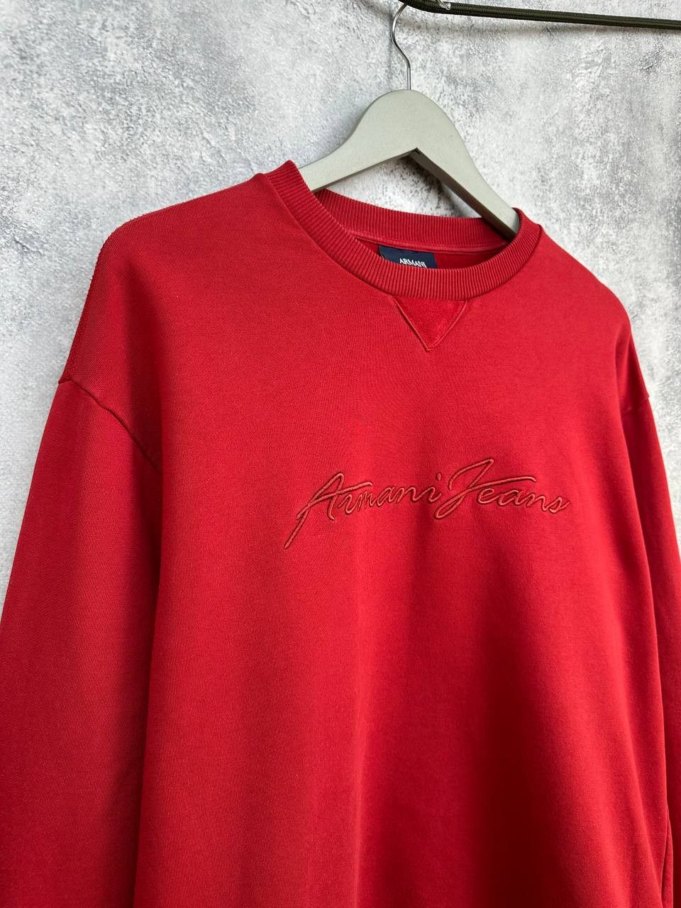 Giorgio Armani Armani Jeans Logo Embroidered Cotton Sweatshirt Red Crewneck Size US XXL / EU 58 / 5 - 3 Thumbnail