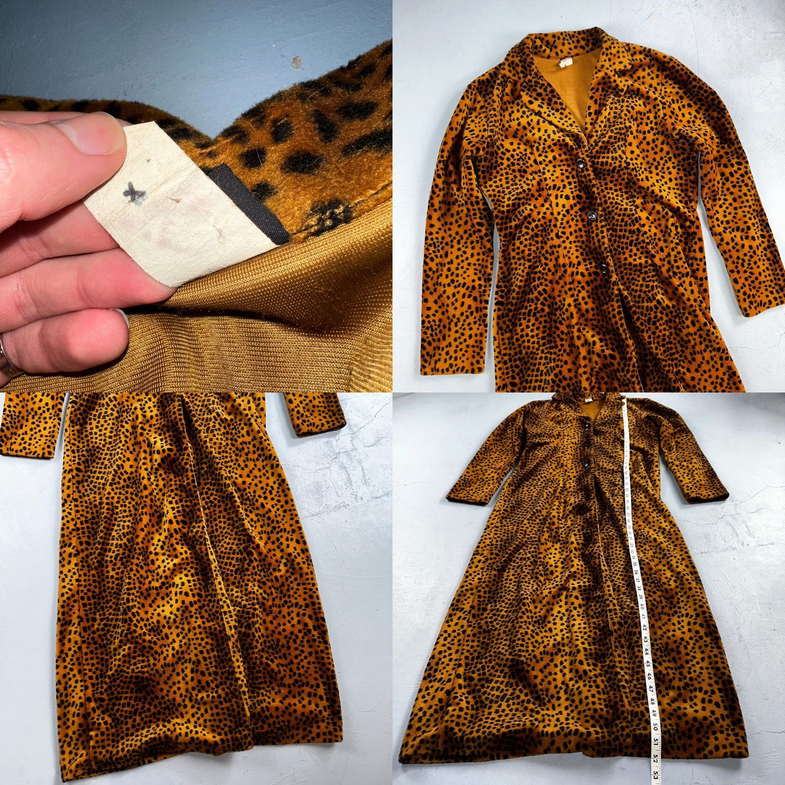Vintage VTG ENT Jacket Womens Cheetah Outdoors 70s Rockabilly Long Coat Dressy M Orange Leopard Style Womens Size M / US 6-8 / IT 42-44 - 8 Thumbnail