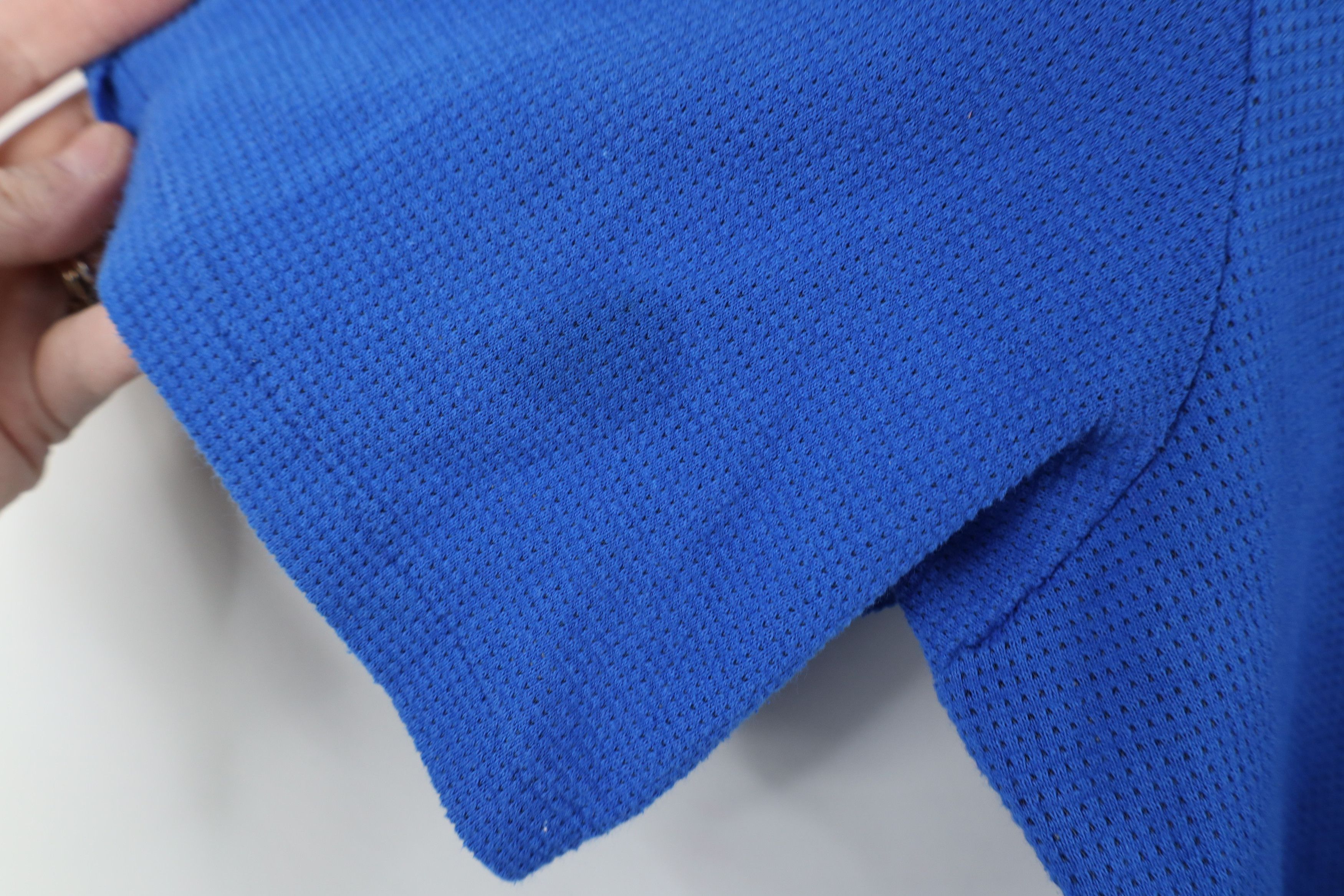 Majestic × Vintage Vintage 90s Majestic Blank Mesh Knit Polo Shirt Blue USA Size US L / EU 52-54 / 3 - 11 Thumbnail