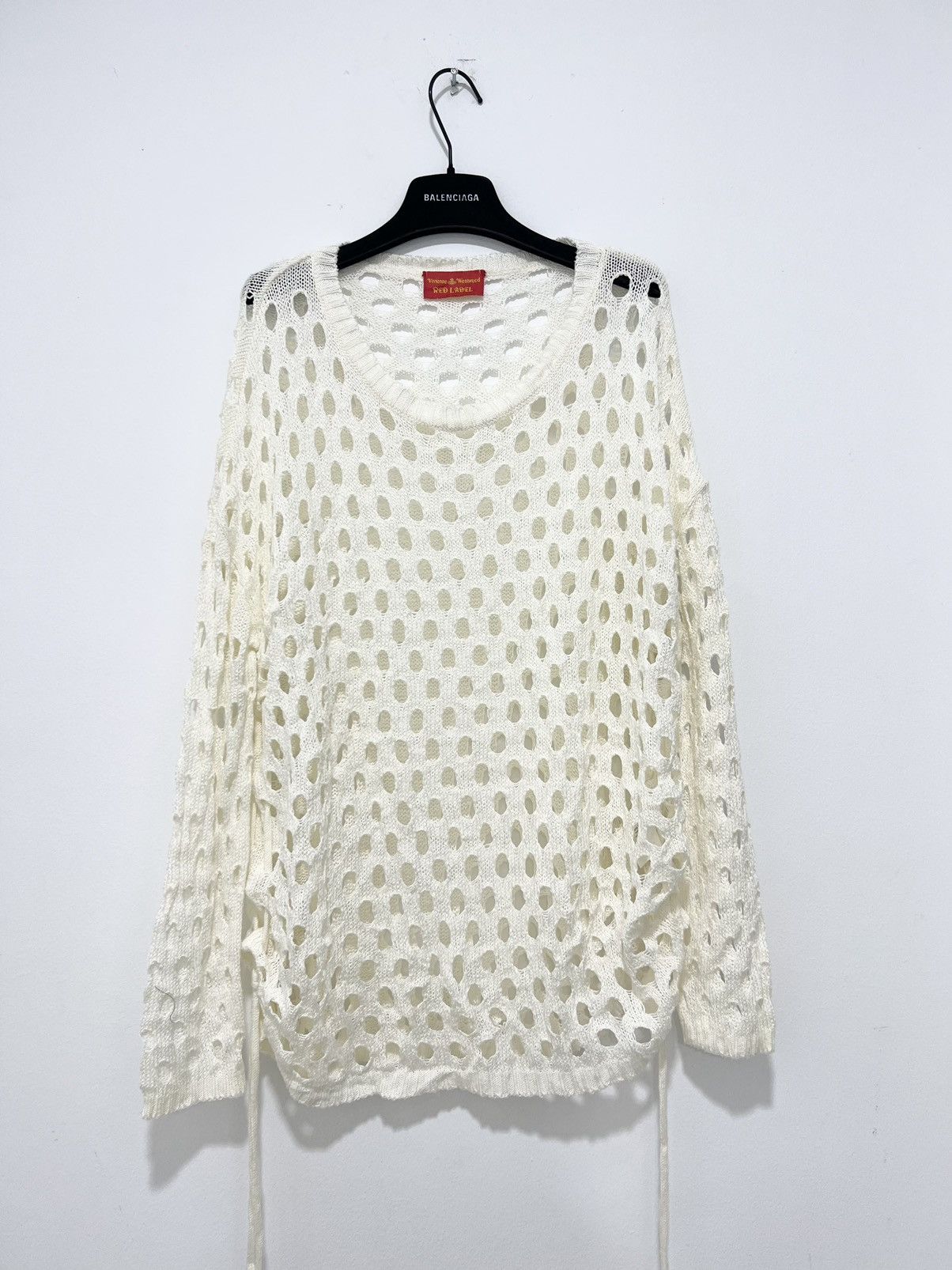 image of Vivienne Westwood Cut Out Holes Sweater in White, Men's (Size Medium)